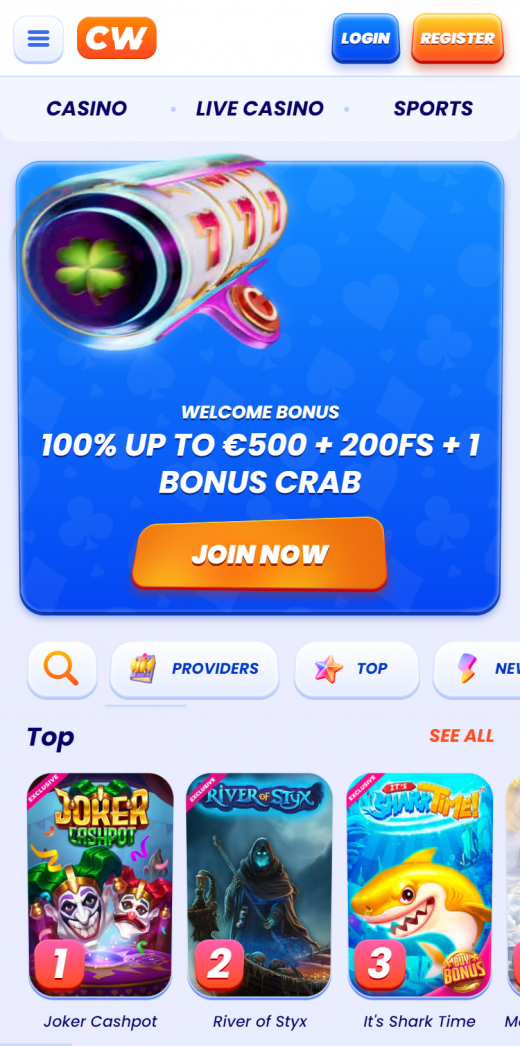 Cawino Casino Apps Screenshot