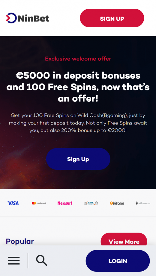 NinBet Casino Screenshot