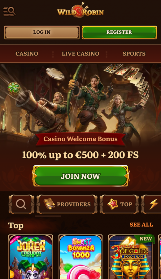 WildRobin Casino Apps Screenshot
